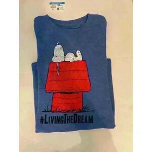Peanuts Men's XL Blue Snoopy #LivingTheDream Graphic T-Shirt